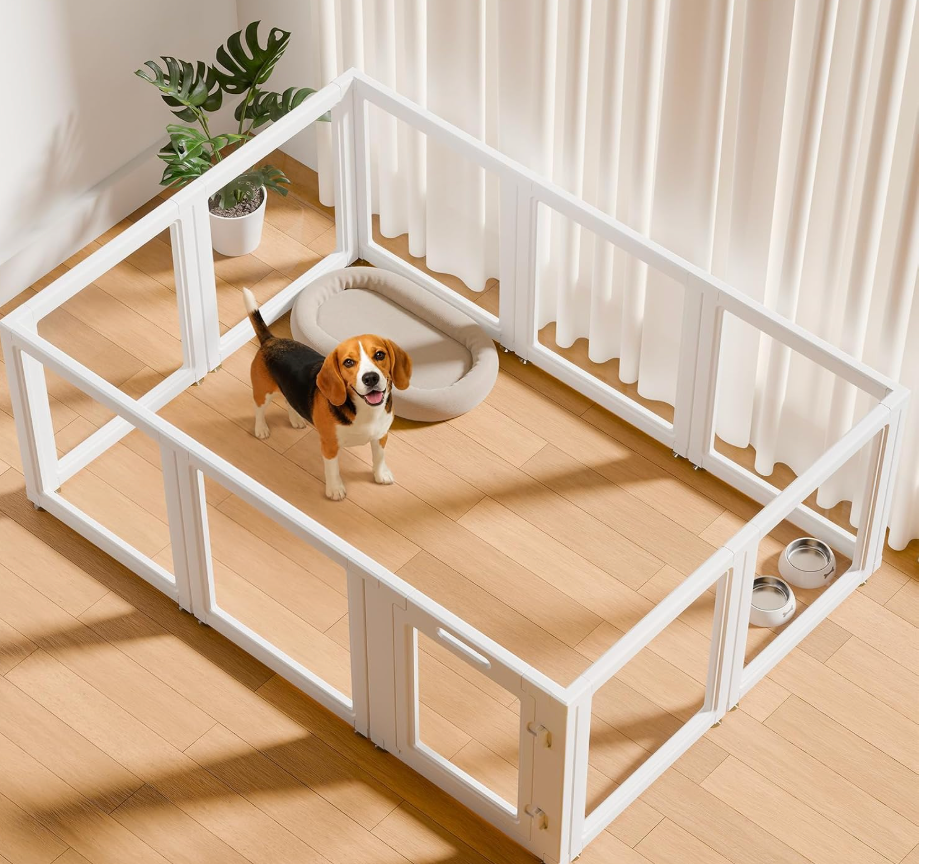 EVERFRONT Clear Acrylic Dog Playpen - Clear Dog Play Pen - Easy Assemble Acrylic Dog Enclosure - Puppy Playpen, Cat Playpen, Small Animal Playpen, Dog Fence Indoors (30",10-Pack)