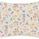 Wildflower Satin Pillowcase for Women, Pastoral Style Silk Pillowcase with Zipper, Cooling Satin Pillow Covers for Hair and Skin, Standard Size, Warm Living Home Decoration, 20x26 Inches