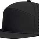 XXL Oversize Snapback Trucker Hat for Big Heads,Laser Perforated FlatBill Cap,Large Mild Profile Golf Hat Flat Brim (Black)