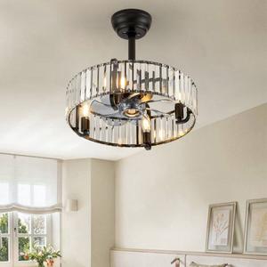 CGE-1231 Modern Caged Ceiling Fan with Lights Industrial Flush Mount Crystal Ceiling Fans for Kitchen Bedroom Dining Room CGE-1231 Modern Caged Ceiling Fan with Lights Industrial Flush Mount Crystal Ceiling Fans for Kitchen Bedroom Dining Room