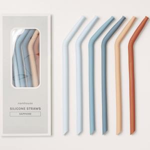 Nightingale Reusable Silicone Straws  Bendy Drinking Straw with Cleaning Brush  Collapsible and Bendable Travel Straw for Kids  Dishwasher Safe, FoodSafe  Set of 6 (Coral Multi)