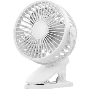 Portable Clip on Fan, Rechargeable USB Desk Fans, Stroller Fan With TYPE-C Port 360 Rotatable Personal Small Mini Table Fan for Dorm Bed Home Car Seat Crib Camping (White) (Wei)