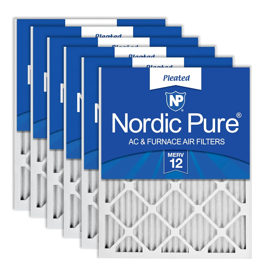 Nordic Pure 16x25x1 (15 1/2 x 24 1/2 x 3/4) Pleated MERV 12 Air Filters 6 Pack