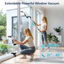 Window Vacuum Squeegee with Extendable Pole 31-40", 2000Pa Electric Window Cleaning Tool with 2200mAh and 150ml Dirty Water Tank, Long Handle Squeegee for Shower Glass, Window Cleaning
