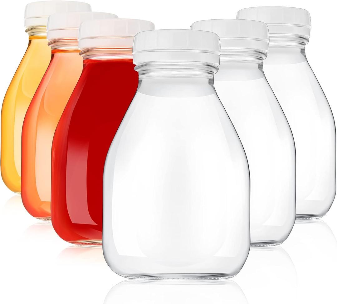 5 Pcs 16oz Glass Milk Bottles with Lids Small Milk Bottles Container with Lid for Refrigerator Storage Reusable Glass Bottles for Homemade Almond Milk Coffee Creamer Parties Breakfast Wedding Picnic