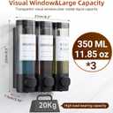 Shampoo and Conditioner Dispenser,Shower Soap Dispenser 3 Chamber No Drill Wall-Mounted for Bathroom & Hotel Leak-Proof Pumps, for Thick Liquids Like Conditioner - 1050ML High Capacity, Black