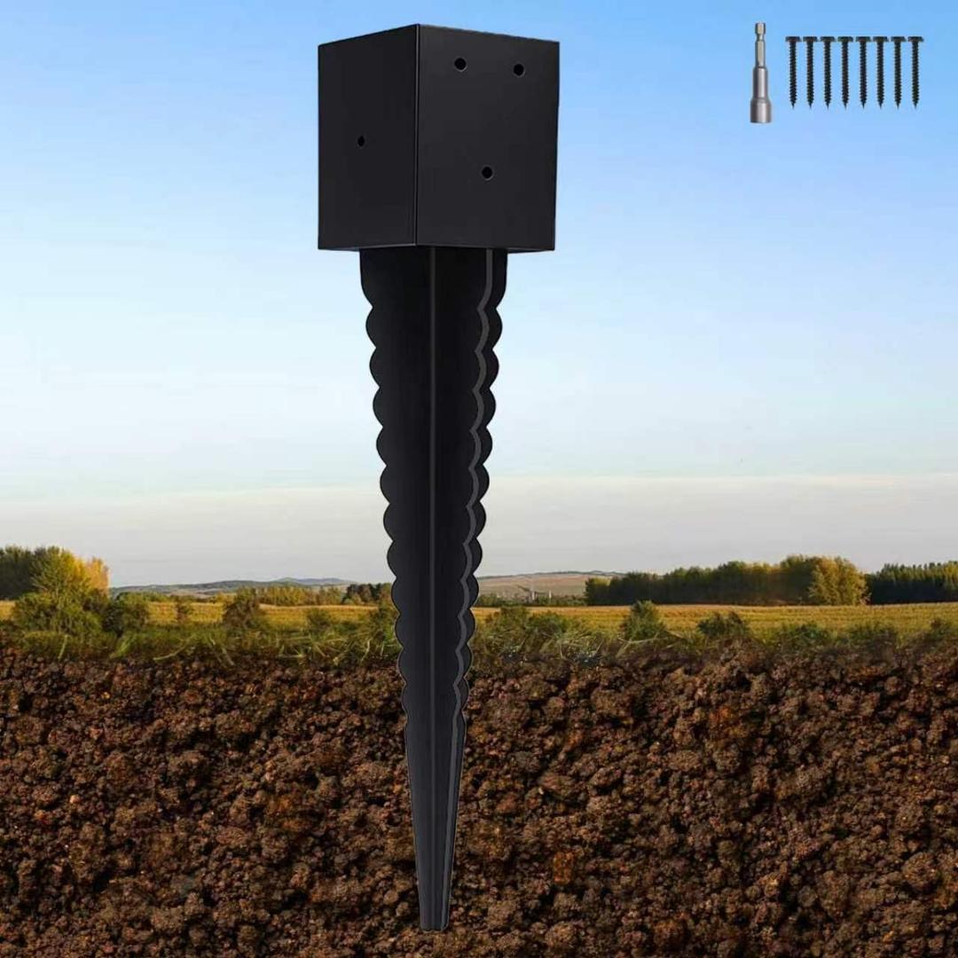 1 Pcs 4"x4" Fence Post Anchor Ground Spike, (Actual: 3.6"x3.6")