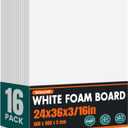 16 Pack White Foam Board for Art Craft, 24 x 36 x 3/16" Thick