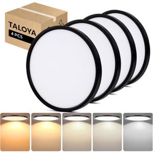 TALOYA 4-Pack 15.8" LED Flush Mount Ceiling Light Fixture,24W 5CCT,Black