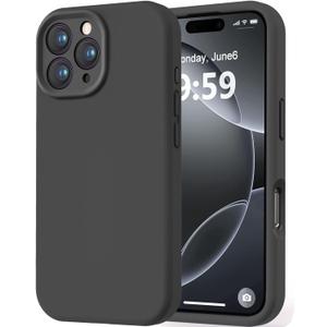 LOVE 3000 Designed for iPhone 16 Pro Case, Premium Silicone with [Soft Anti-Scratch Microfiber Lining] Shockproof Protective Phone Case for Men Women Girls 6.3", Black
