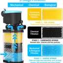 Aquarium Filters 3-Stage Aquarium Filter in-Tank Filter Internal Filter Fish Tank Filter Turtle Filter for 10-40 Gallon Fish Tanks with Dual Water Outlet and Aeration