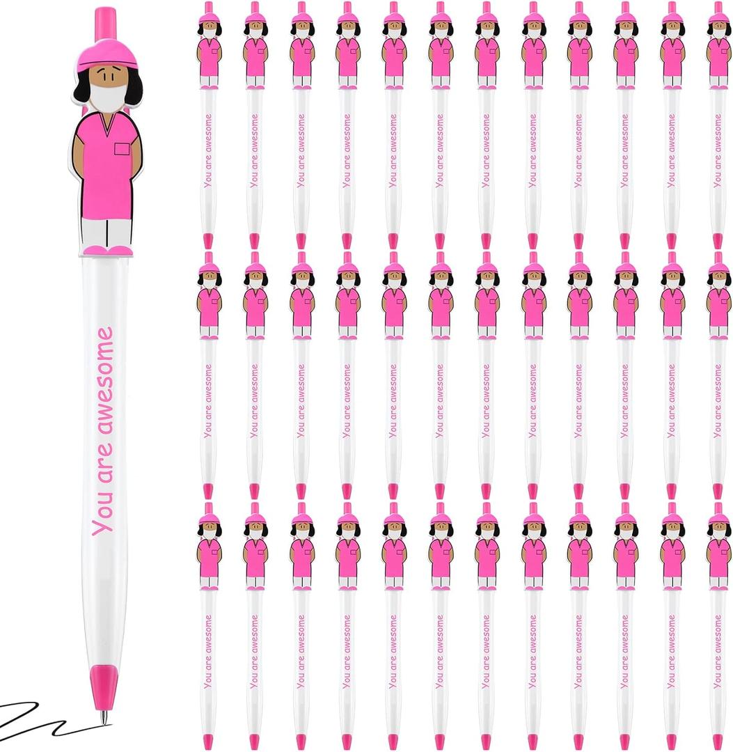 Kosiz 36 Pcs Nurse Pens Nursing Funny Cartoon Novelty Ballpoint Pens for Cna Rn Medical Assistant Nursing Student Essentials Appreciation Gift Bulk School Student Graduation Gifts