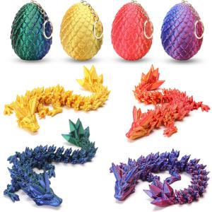 4PCS 3D Printed Dragon Eggs with Dragon Inside, Easter Gifts for Kids, Easter Basket Stuffers for Teens, Easter Basket Filler Ideas, Prefilled Easter Eggs with Toys, Easter Egg Fillers for Boys Girls