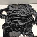 NASHALYLY Elegant Velvet Dress for Women Wrap V Neck Long Sleeve Split Bodycon Ruched Cocktail Party Maxi Dress(Black, Size XL)