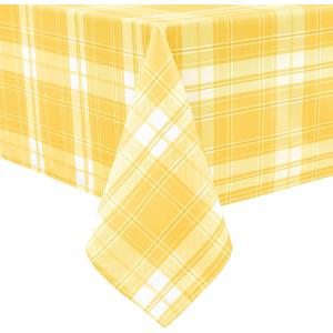 Hiasan Rectangle Gingham Tablecloth 60 x 120 Inch, Yellow Waterproof Checkered Table Cloth, Wrinkle Resistant Washable Wipeable Table Covers for Party Dinner Kitchen Picnic Birthday
