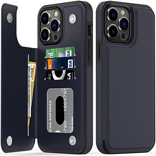 BEMAL for iPhone 13 Pro Max Wallet Case, Luxury Flip Folio Leather Kickstand with Fashion Designs for Men Women Girls, Card Slots Protective Phone Cover for 6.7" Blue