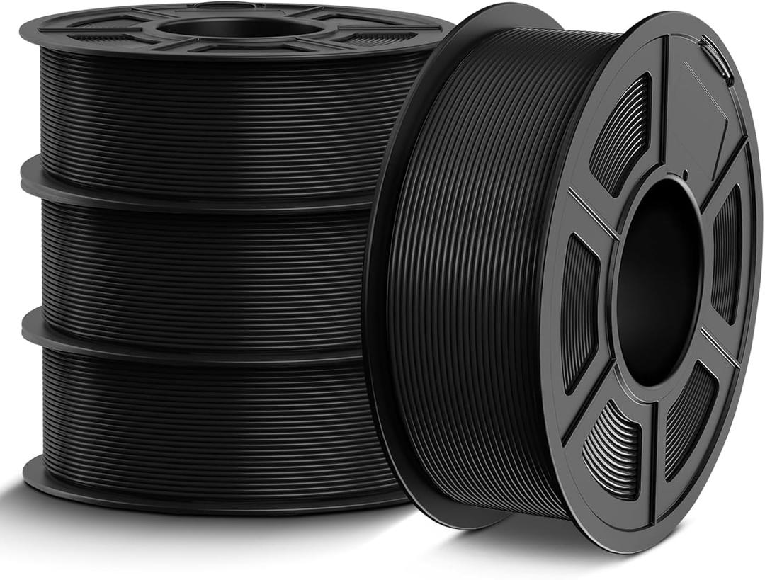 TECBEARS PETG Filament 1.75mm, 3D Printer Filament PETG Black Bundle, Strong Toughnes, 4 * 1KG(1320M) Filament High Precision, Dimensional Accuracy 0.02mm, 4 Packs of Black