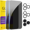 PEHAEL 2+2 Pack for iPhone 15 Pro Max Privacy Screen Protector with Camera Lens Protector Full Coverage AntiSpy Tempered Glass Film 9H Hardness Easy Installation Bubble Free [6.7 inch]