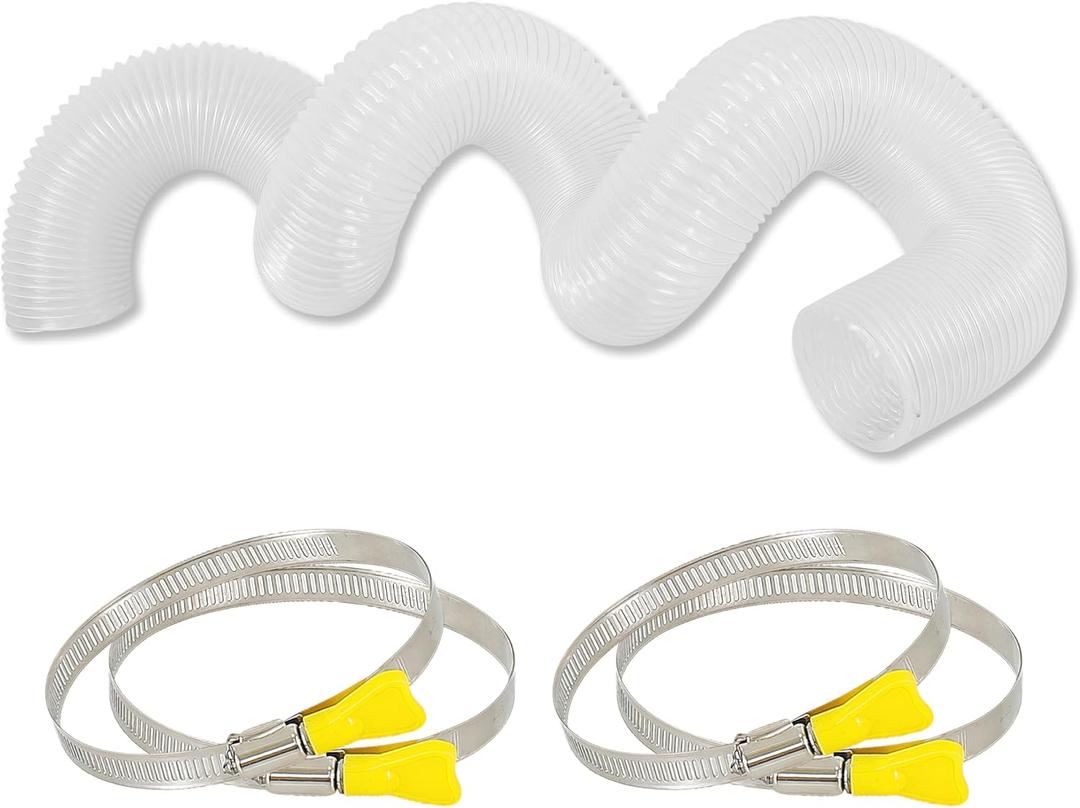 4"x 10' PVC Dust Collection Hose with 304 Stainless Steel Hose Clamps, for Table Saw, Band Saw, Planer, Woodworking and Wood Shop Dust Collection System