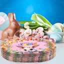 3 x Fancy Land Easter Oval Paper Plates Bunny Disposable Plate Spring Party Serving Platters for Easter Holiday Tableware Dinnerware Decor Supplies 24Pcs