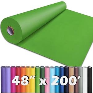 PerkHomy 48" x 2,400" (200') Medium Green Kraft Paper Roll for Craft Bulletin Board Paper Art Table Covering Crafting Gift Wrapping Bouquet Packing Parcel 80GSM 55LB (Medium Green, 48" x 200')