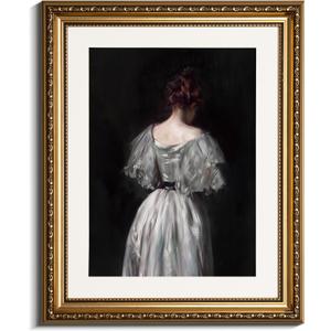 InSimSea Gold Picture Framed Wall Art, Living Room Bedroom Bathroom Seventeenth Century Lady Pictures Wall Decor, Canvas Print Art Home Decor, Antique Paintings with Frames 13x16inch