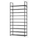 Kitsure Shoe Rack for Closet - 10-Tier Shoe Organizer with Hook Rack, Large-Capacity & Space-Saving Shoe Shelf for Entryway, Bedroom, Living Room,32.2" x 11.8" x 68.5", Black