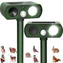 2PACK Solar Ultrasonic Animal Repellent Outdoor, Deer Repellent Devices Squirrel Cat Raccoon Rabbit Dog Deterrent, Keep Rodent Chipmunk Away Motion Detection with Flash Light for Yard Garden Lawn