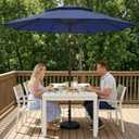 10FT Outdoor Patio Umbrella, 2 Tiers Market Table Umbrella with 8 Sturdy Ribs, Push Button Tilt and Crank, UPF50+ UV Protection for Deck, Pool, Garden and Backyard