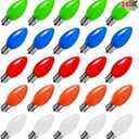 Joiedomi 25 Pack C9 Light Bulb, Replacement Multicolor Light Bulbs for Christmas String Light Outdoor, Indoor, Lawn, Tree, Panel Decor, E17 Candelabra Base, Longer Life 120V 7W