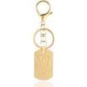 ANHBKAR A-Z Gold Stainless Steel Letter Keychain - Alphabet Initial Key Ring for Men Women, Purse or Car Charm (V Gold 03)