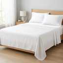 Beckham Hotel Collection Sheets Set King Size, 100% Cotton Sateen Fabric, Silky Smooth & Soft, Cool Touch, 16 Deep Pocket, 4-Piece, White
