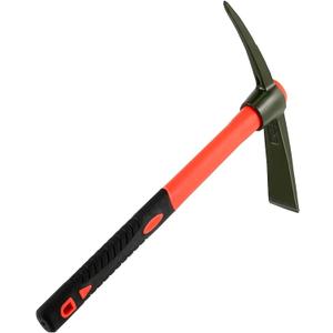 15 Inch Pick Mattock Hoe, Forged Steel Weeding Pick Axe with Fiberglass Long Handle Garden Tool for Digging, Gardening, Camping, Prospecting, Construction Work