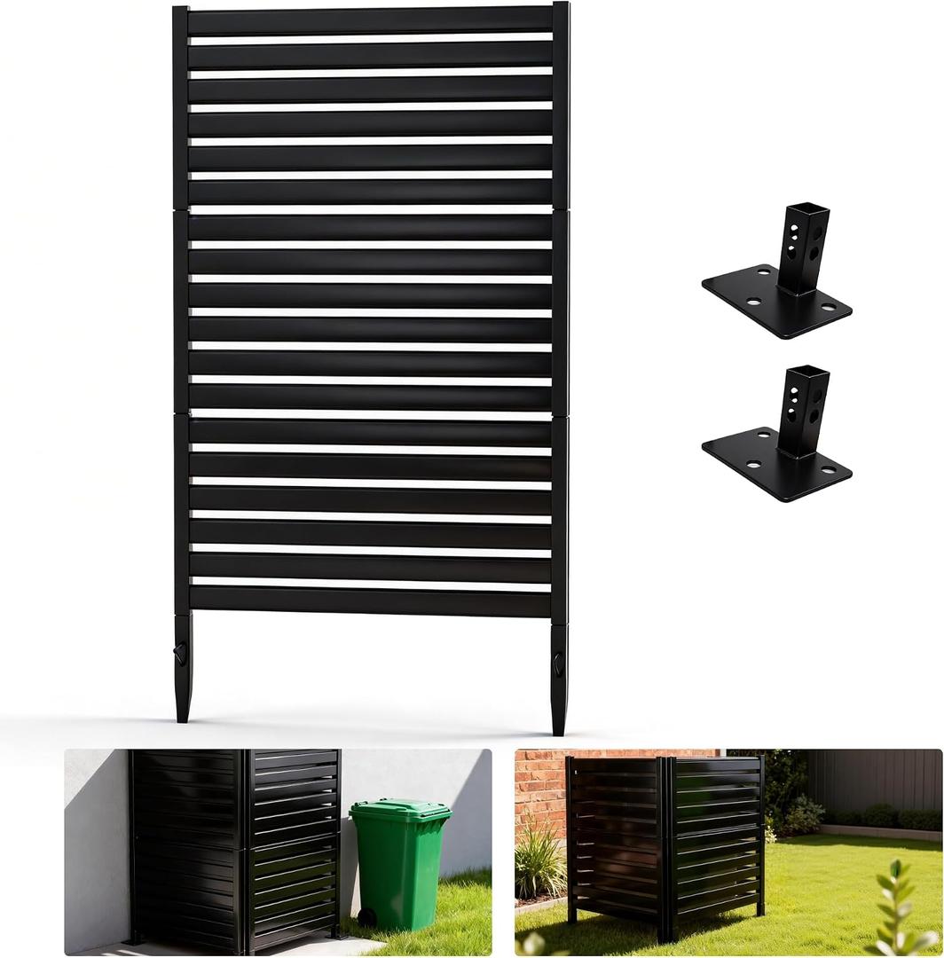 38" W x 72" H Tall Outdoor Privacy Screens, Panel Wrought Iron Fence for Backyard Seclusion - Also Hides Air Conditioner, Pool Pump & Tools