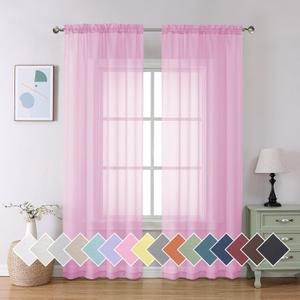 Aiyufeng Sheer Pink Curtains 72inches Long (40"W x 72"L (Pack of 2))