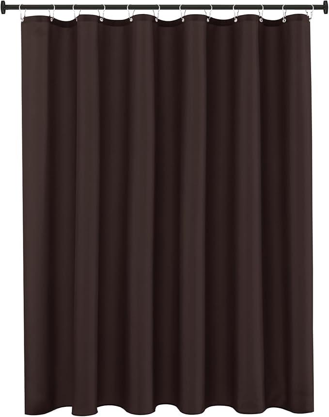 Long Fabric Shower Curtain Liners 72" Width by 84" Length, Brown Water Resistant Bathroom Curtains Rust Resistant Grommets Top Weighted Bottom Hem Machine Washable Brown