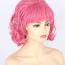 Topcosplay Women 50s Wig Short Pink Beehive Wig Halloween Costume Wigs
