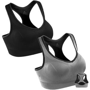 Double Couple Women Racerback Sports Bras for Women High Impact Workout Yoga Gym Fitness Bra, M