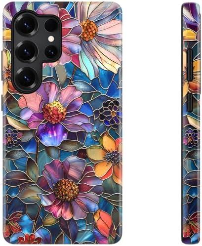 DEENAKIN for Samsung Galaxy S25 Ultra Case Cute,Aesthetic Vintage Vibrant Purple Wildflwers Girly Shell,Compatible with Magsafe,Trendy Unique Retro Protective Slim Silicone Phone Cover for Women Girls