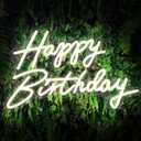 Happy Birthday Sign, Neon Signs Large Size 22.5x14inch Light Up Led Signs for Backdrop with Dimmer Switch 10 Adjustable Brightness Reusable Happy Birthday Neon Sign for Birthday Party (Warm White)