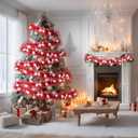 100 ft Christmas Tinsel Garland Metallic Garland Light Glittering Decoration for Valentine Birthday Wedding Party Holiday Festivities Indoor Outdoor Home Supplies(Red, Snowflake)