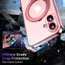 Magnetic for iPhone 16 Case with Invisible Stand[Compatible with MagSafe][Full Camera Lens Protector][Military Drop Protection] Shockproof Not Yellowing Clear Soft Slim for Women Men, Pink