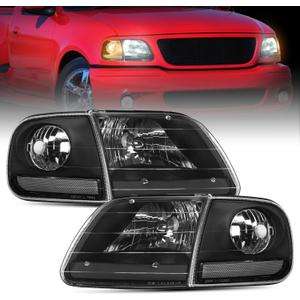 Nilight Headlight Assembly Compatible with 1997 1998 1999 2000 2001 2002 2003 Ford F-150 Expedition Black Housing