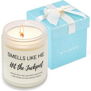 Bridal Shower Gifts for Bride, Bride to Be Engagement Gifts for Women, Bachelorette Wedding Gift for Couples Jackpot Scented Jar Candle for Home Relaxing Aromatherapy