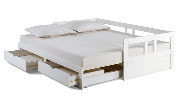 Melody Twin to King Extendable Day Bed with Storage White