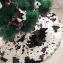 MandyQ Christmas Tree Skirt,30 Inches Cow Print Luxury Faux Fur Xmas Tree Mat for Christmas Holiday Decorations White and Black Cow/78