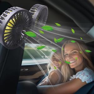 Car Fans for Backseat for Kids,Dual Head USB Powered Car Fan for Car Rear Back Seats BabyNo Battery
