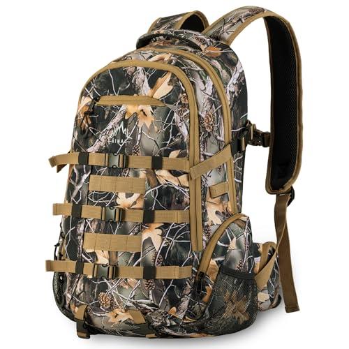 GoHimal Hunting Backpack with Bow Holder, 30L Water-proof Camo Daypack for Men, 600D Fabric Hunting Gear for Deer Bowhunting