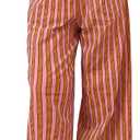 MISSACTIVER Women Drawstring Striped Pants Loose Wide Leg Trousers Casual Low Waist Pants Comfy Lounge Pants with Pockets (Small, Red)