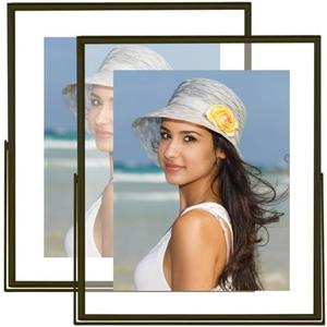 Amazon.com - CROXXID 8x10 Floating Picture Frames Set of 2, Made of Metal and Double Real Glass, for Photo Size up to 10x12, Tabletop Display Home or Wedding Decoration (Vertical Black)